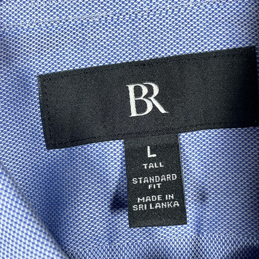 Banana Republic Mens Blue Wrinkle Resistant Cotton Dress Shirt Large Tall NEW